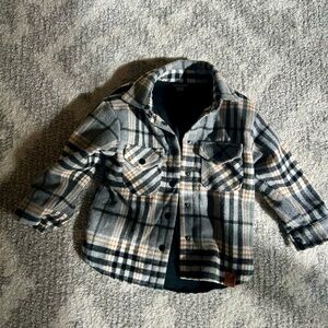 Little Bipsy Plaid Button Down Shirt - Gray, Black, and Tan